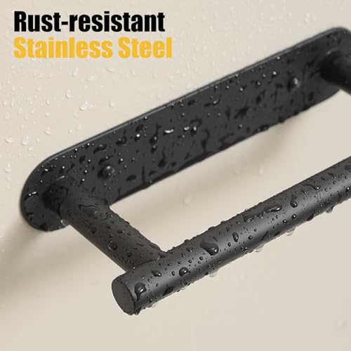 BESy Adhesive or Screw Toilet Paper Holder Wall Mount Rustproof Modern Roll Holder Flexible Pivoting Adjustable Tissue Handle with Self Adhesive or Mounted with Screws Stainless Steel Matte Black - color: Matte Black