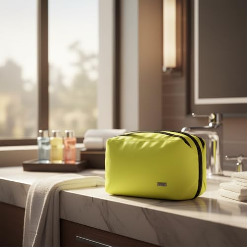 GOX Premium Toiletry Bag For Men, Dry Wet Separate Travel Toiletry Bag, Dopp Kit Case For Travel, Cosmetics Organizer Pouch (Lemon Lime) - color: Lemon Lime