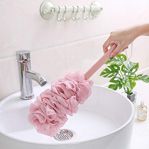 Back Scrubber for Shower, Loofah Long Handle Bath Body Brush, Soft Nylon Mesh Sponge On a Stick for Shower Men Women Kids Elderly, Exfoliating Scrub Cleaning Luffa for All Kinds of Skin - color: 3pack-white