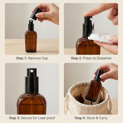 Erioctry 3PCS 100ml Amber Glass Pump Bottles - Refillable Square Containers - size: 100ML