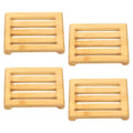 uxcell Wooden Soap Tray, 4 Pack - Wooden Soap Dish, Natural Bamboo Soap Holder, Soap Saver Tray Self Draining for Shower, Bathroom, Bathtub, Kitchen Sink