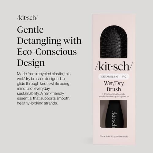 Kitsch Wet/Dry Hair Brush Detangler – Flexi Hair Brush for Women, Men & Kids | Detangling Brush for Curly Hair, Bounce Curl Defining Brush for Wet or Dry Strands - Black - color: Black