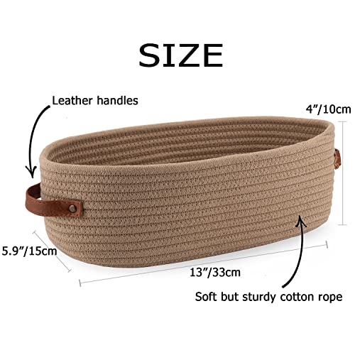 Storage Basket Boho Decor Baskets for Organizing Woven Decorative Basket for Countertop Toilet Paper Basket for Toilet Tank Top Shelf Basket with Handle Khaki - color: Khaki