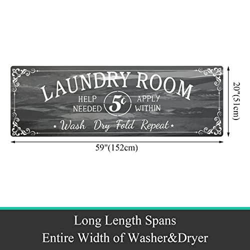 Pauwer Laundry Room Rug Runner 20"x60" Waterproof Rubber Laundry Mat Non Slip Kitchen Mats for Floor Washable Floor Mat Runner Rug for Farmhouse Mudroom Washroom Bathroom Decor - color: Laundry Dark Grey, size: 1'8" x 5'