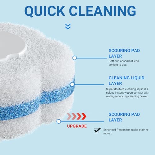 Disposable Toilet Brush Refills, 40PCS Flower Shape Cleaner Pads with Cleaning Solution