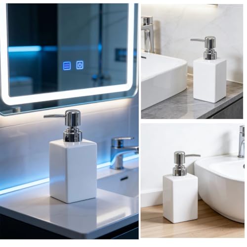 11OZ White Square Soap Dispenser for Bathroom Liquid Hand Pump Dispenser - color: Square