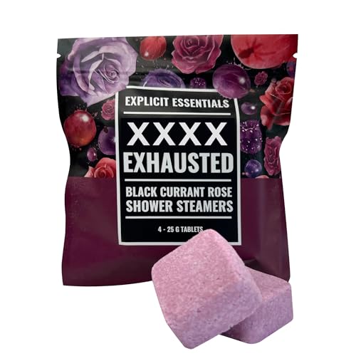 Explicit Essentials F Exhausted Shower Steamers | Black Currant Rose Aromatherapy Shower Steamer Tablets for Relaxation & Stress Relief | Spa Shower Gift for Self-Care, Birthdays & Holidays