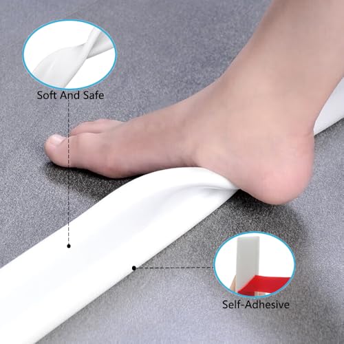Collapsible Shower Threshold Water Dam Water Barrier for Shower and Retention System and Keeps Water Inside Threshold Dry and Wet Separation Suitable for Bathroom and Kitchen (78Inch, White) - color: White, style: 78Inch