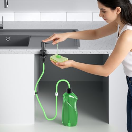Kitchen Sink Soap Dispenser, Built in SoapDispenser, 47" Extension Tube kit, Counter Lotion Dispenser Pump, No Need More Refills (Black) - color: Black