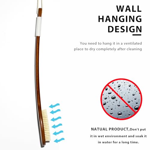 ICANdOIT-17.71Inch Natural Stiff Sisal Bristles Anti-Slip Long Handle Bath Brush,Bent Handle Shower Scrubber for Exfoliating,Shower Back Brush,Exfoliation Set with Pumice Stone(2 Pack) - size: 17.71"Stiff Sisal Bristles Back Brush+Pumice-4Pack