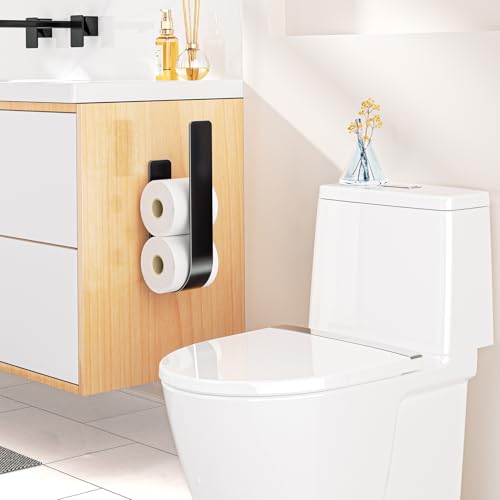 Toilet Paper Storage Wall Mount, Toilet Paper Holder Stand for 3 Rolls Tissue, Metal Extra Toilet Paper Storage Holder, Tissue Roll Holder for Rv, Bathroom,Black (1pack)