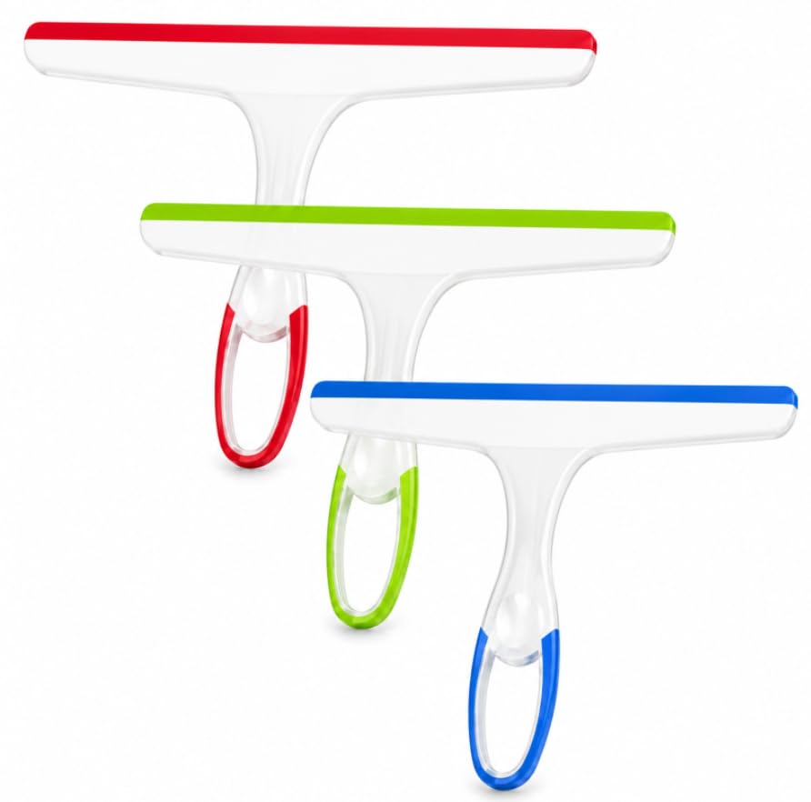 Shower Squeegee for Glass Doors, 3pcs Bathroom Squeegee for Shower Cleaner Squeegee, Window Cleaning Squeegee Glass Shower Door for Car Window Wiper Mirror Windshield - color: 3pcs-blue/Green/Red