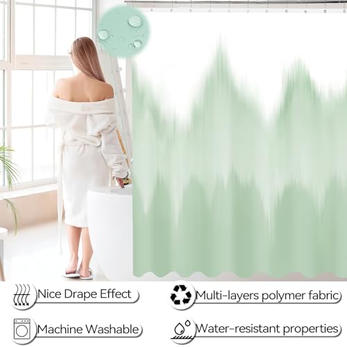 iMucci Bathroom Accessories Green Bathroom Sets with Shower Curtain and Rug, Green Ombre Waterproof Shower Curtain with Ultra Absorbent Rug Bathroom Accessories Set for Home Decor - size: Bath Set+Shower Curtain+Bath Rug, style: Green