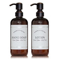 Amber Refillable Hand Soap and Lotion Dispenser Set for Bathroom Sink - PET Plastic Pump Bottles with Labels and Oil Rubbed Bronze Pumps - Waterproof Labels - 16 oz, 2 Pack - color: Orbronze Pump