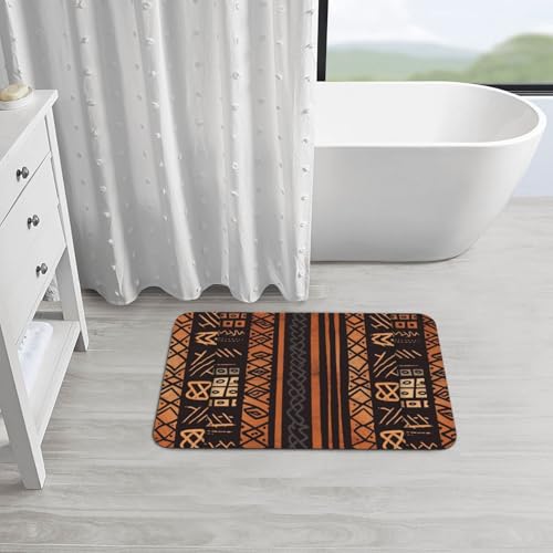 Stone Bath Mats for Bathroom Diatomaceous Earth Bath Mat Super Absorbent Floor Mat African Mud Cloth Tribal Stone Drying Mats Quick Drying Diatomite Shower Mat for Bathtub Pad 19.7x31.5in - color: African Mud Cloth Tribal, size: 1'8" x 2'8" (Rectangular)
