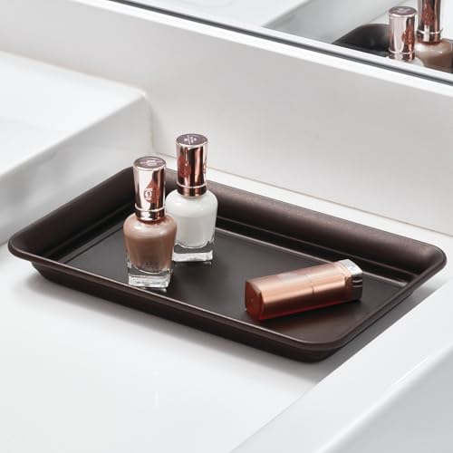 iDesign Decorative Countertop Vanity Tray Organizer for Bathroom, Bedroom, Closet, Entryway, Set of 2, 9.7" x 6.3" x 1", Bronze - size: Set of 2