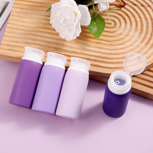 Muslish 21 Pack Travel Bottles for Toiletries, Leak-Proof TSA Compliant Silicone Travel Size Containers for Shampoo and Conditioner, BPA Free with Toiletry Bag (Purple) - color: Purple