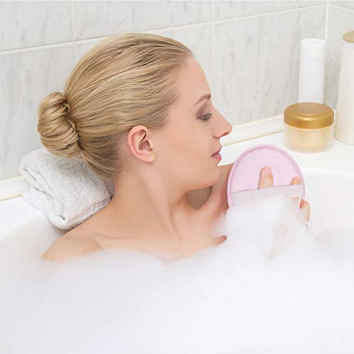 Boao 6 Pcs Bath Shower Pouf Sponge Mesh Pouf Shower Ball Exfoliating Body Sponge Pad Scrubber Glove with Flower Bath Ball (Beige,Green,Purple) - style: Beige,Green,Purple