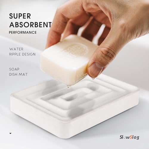 2 Pack Diatomite Soap Trays, Fast Drying Stone Soap Dishes, Natural Diatomaceous Earth Soap Holders, Quick-Dry Rectangular Soap Savers for Bath & Kitchen, White - color: White/Square, size: 2-Pack