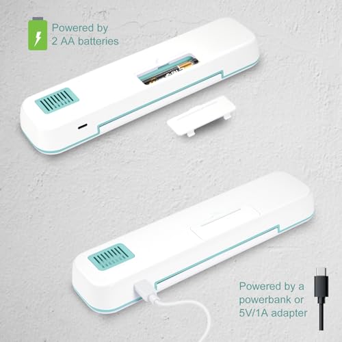 UV Toothbrush Sanitizer and Holder, Portable Travel Case and Cover, Toothbrush Cleaner Powered by AA Battery or USB-C, Fits Most Brushes - color: White-Green