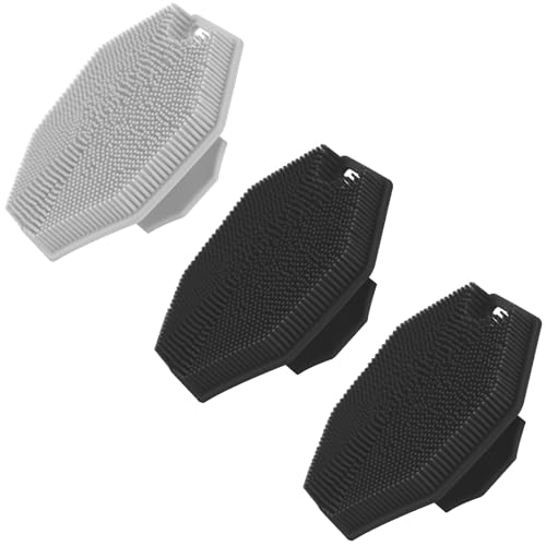 3Pack Silicone Body Scrubber, Qewro Body Buffer Exfoliating Brush with Silicone Loofah, Bath & Body Brushes for Men Women Kids Pets use in Shower, Scalp Exfoliator Hair Shampoo Skin Cleaning Brush - size: 3Pack