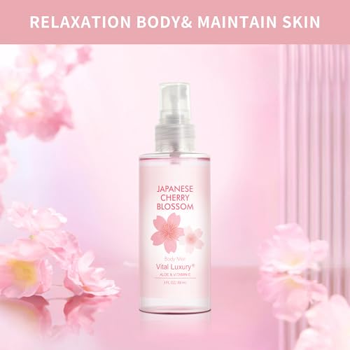 Bath and Body Gift Set, Japanese Cherry Blossom, 3-Piece Travel Size Collection, Shower Gel, Body Lotion, Body Mist, 3 Fl Oz Each, Natural Extracts, Ideal for Birthday, Mother's Day & Christmas Gifts