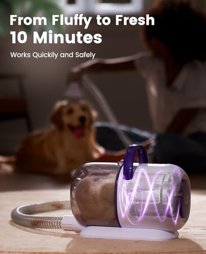 oneisall Dog Hair Vacuum Shedding Grooming Brush Kits for Pet Thick Coats | 15000Pa,3 Suction Low Noise,1.5L Dust Cup,5 in 1 Kits(Grooming/Deshedding/Cleaning Brush,Remover Roller,Crevice Tool), LM5