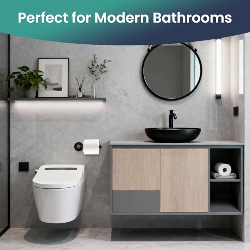 Black Removable Suction Cup Toilet Paper Holder, No Drilling Bathroom Wall Mount Tissue Roll Holder Matte Black Stainless Steel Damage-Free Easy Install & Reposition - color: Matte Black
