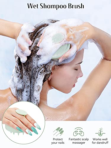 HEETA Scalp Massager Hair Growth, Soft Silicone Scalp Scrubber Shampoo Brush for Exfoliation, Dandruff Removal & Head Massage Stress Relax, Wet & Dry Use for Thick, Thin Hair Care, Wheat Straw Green - color: New Green