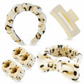 7 Pcs Spa Set, Facial Headband and Wristband Set, Skincare Accessories, College Style Girl Idea Gifts, Hair Accessories for Women and Girls（Leopard） - color: Leopard