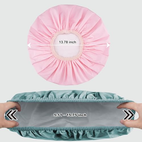 2 Pack Shower Caps for Women, Reusable Waterproof Shower Cap with Elastic Band, Thickened Waterproof Fabric Shower Bonnet for Braids, Long Hair - color: Mist Blue/Blush Pink