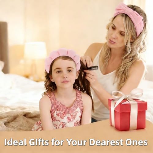 7 Pcs Spa Set, Facial Headband and Wristband Set, Skincare Accessories, College Style Girl Idea Gifts, Hair Accessories for Women and Girls（ Coral Pink） - color: Coral Pink