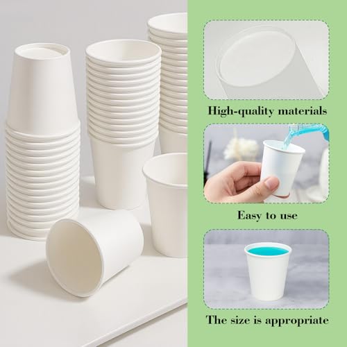 200 Pack Bathroom Cups 2 oz White Mouthwash Cups Disposable Mini Espresso Paper Cups for Bathroom Travel Picnic (White, 2, ounces)