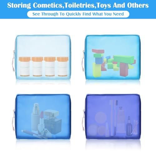 8 Pack TSA Approved Travel Toiletry Bags Frosted Translucent Leak-proof Cosmetic Makeup Bags for Women Men Travel Organizer Airport Security(Blue,6.7 x 5.5 x 1.8 Inch) - color: Blue, size: 6.7 x 5.5 x 1.8 Inch