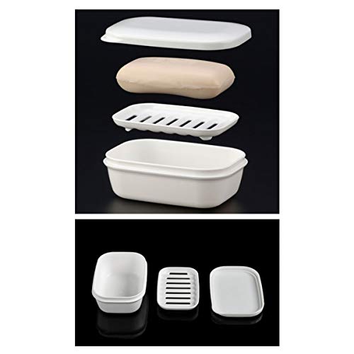 LENITH Travel Soap Dish Soap Case Holder Portable Clear Soap Container Box Bathroom/Gym Shower/Outdoor Camping (Square White) - color: Square White