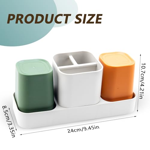 Toothbrush Holder for Bathroom, Bathroom Organizer Storage Set with 2 Cups, Kids Electric Toothbrush Holder, Bathroom Accessories Storage for Toothpaste