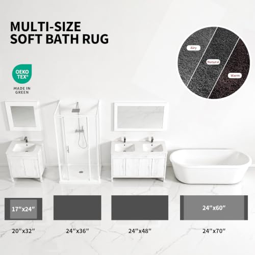 ILANGO Dark Gray Bathroom Rugs 48" × 24" Non Slip & Super Absorbent Extra Thick Soft, Washable Bath Mat for Floor, Microfiber Plush Shaggy Bath Rug with Rubber for Bathtub Shower Room Sink - color: Dark Gray, size: 2' x 4' (24''x48'' Bathroom Rug)