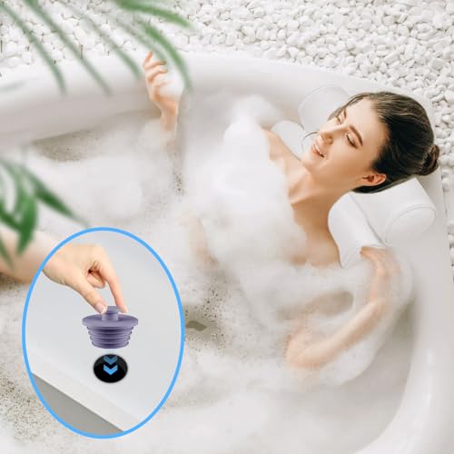 Aluvor Bathtub Stopper Drain Plug Bathroom Tub Plug Sink Stopper 2pcs | Silicone Bathtub Drain Plug Tub Drain Stopper Washbasin Stopper - color: Purple, size: Large+Small