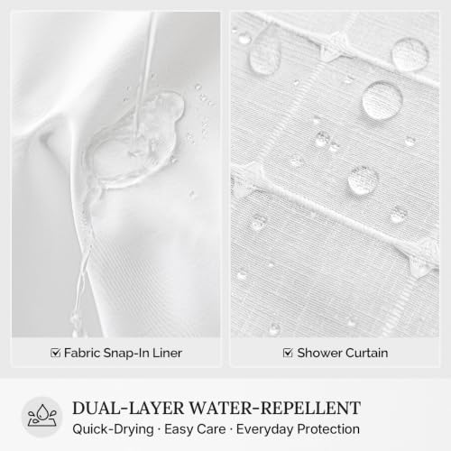 River Dream White Farmhouse Shower Curtain with Snap-in Liner, No Hooks Needed,with Magnets,with Tassels,Water Repellent&Machine Washable,36x74Inch - color: White-window, size: 36"W x 74"L (Pack of 1)