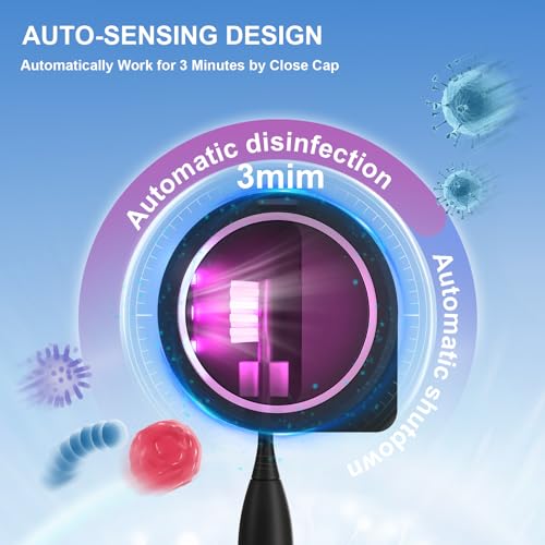UV Toothbrush Sanitizer Holder, Toothbrush Sanitizer and Holder Cover Caps with Fan Drying, Rechargeable Portable Toothbrush Cleaner Case Fits Most Electric and Manual Toothbrushes (Black) - color: Black