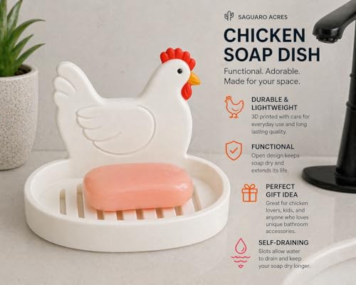 Chicken Self Draining Soap Dish Cute Decorative Bathroom Soap Holder