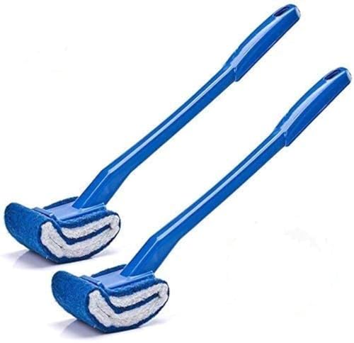 Toilet Brush Bowl Brush - Scratch-Free Curved Good Grip Easy to Use Deep Cleaning No Scratching, Anti-Splashing Easy to Store (2pc Blue) - color: Blue