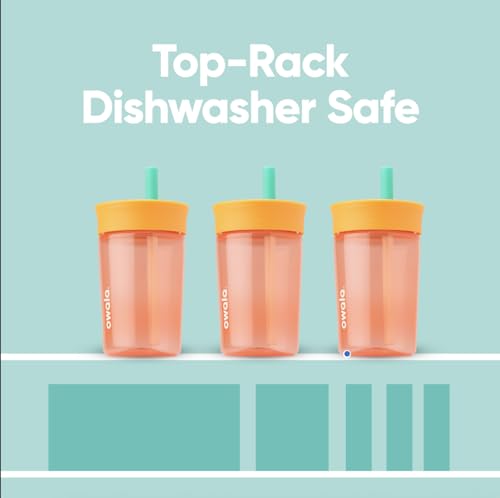 Owala Kids Insulation BPA-Free Plastic Tumbler with Spill Resistant Flexible Straw, Easy to Clean, Kids Water Bottle, Great for Travel, Dishwasher Safe, 15 Oz, Orange and Peach (Watermelon) - color: Watermelon, size: 15 Ounces