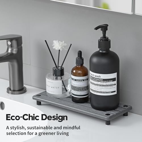 Sink Caddy Kitchen Sink Organizer, Water Absorbing Stone Tray for Sink,Diatomite Bathroom Counter Tray,Faucet Drying Mat Protector Coaster Soap Dish Rack Riser Vanity Dispenser Sponge Holder,10" x 4" - color: 1. Charcoal, size: 10" x 4" x 1"