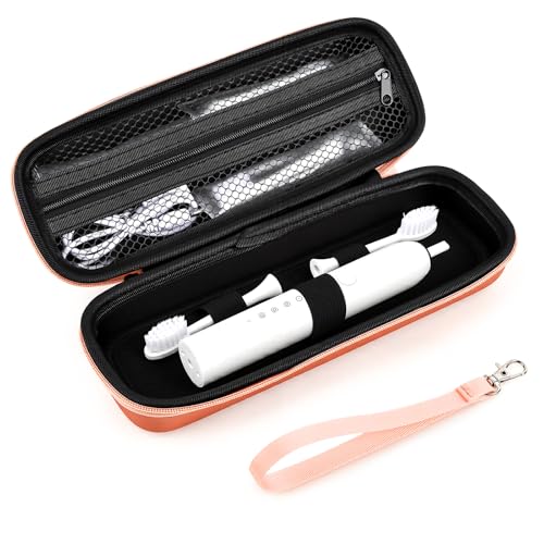 Hooqict Toothbrush Travel Case for Oral-B/Oral-B Pro/iO Electric Travel Toothbrush Case Holder with Mesh Pocket Cover Protection for Traveling, Camping, School, Business - color: Rose Gold