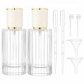 YU FENG 2 Pack 100ml Glass Perfume Spray Bottles, Gold Rim Atomizer | Vertical Striped Texture, Gold Sprayer With Cream Cap, Stylish Refillable Bottle, Fine Mist Spray For Perfume And Oils - style: Gold-Trim Cream Cap-2