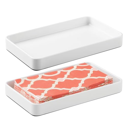 iDesign Steel Vanity Tray for Bathroom Organization and Storage - Set of 2 - White - color: White, style: Pack of 2
