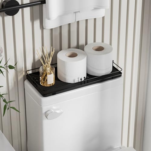 Toilet Paper Basket, Bathroom Basket for Counter Toiletries Towel Decor TP, Toilet Tank Tray, Guest Back of Toilet Organizer Storage, Vanity Tray for Perfume Makeup, Kitchen 13”x6.5” Black - color: Black + Black, size: 13" x 6.5" x 1.6"