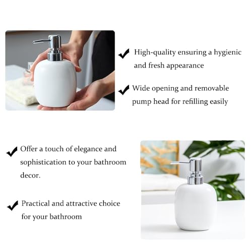 12OZ White Ceramic Soap Dispenser for Bathroom Liquid Hand Dish Pump Soap - color: Oval