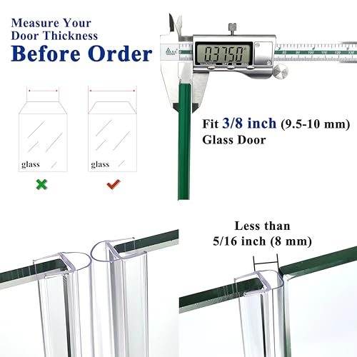 Frameless Shower Door Seal Strip 2 Pack x 39 Inch U for 3/8" Thick Glass Shower Door Side Seal Strip Bottom Seal Door Sweep Ultra Clear Polycarbonate, Stop Showers Leaks Create A Water Barrier - color: U-Type Side, size: 2PCS & 3/8" & 39"